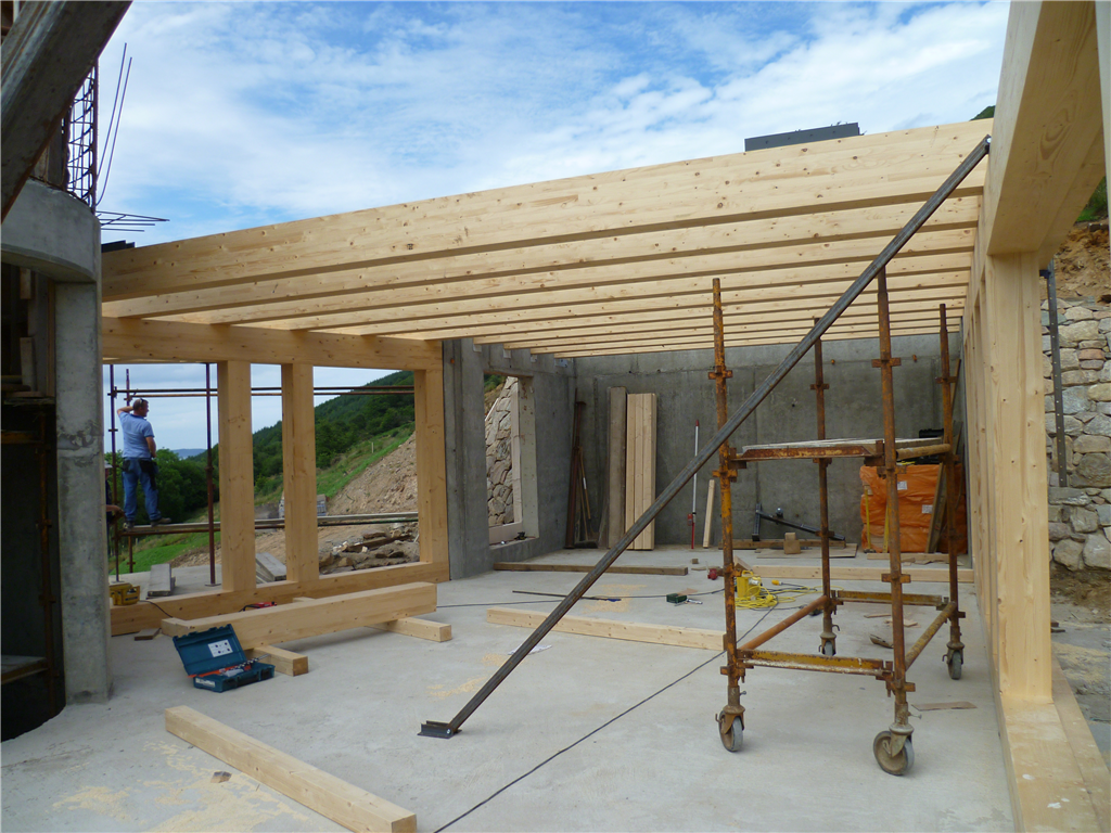 Glulam joists & walling being installed on private dwelling outside Ballycastle. Gallery Image
