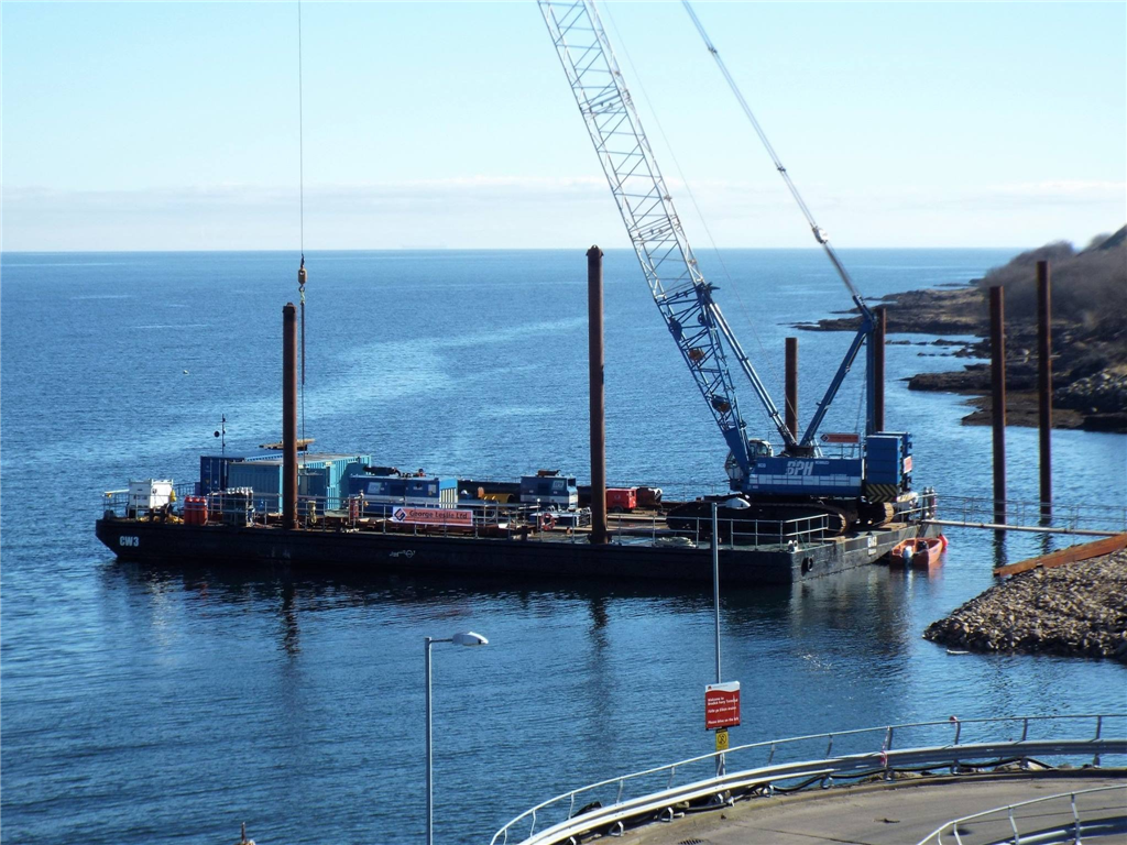 160t crane barge carrying out piling works Gallery Image