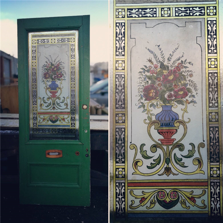 Beautiful painted glass vestibule door. Gallery Image