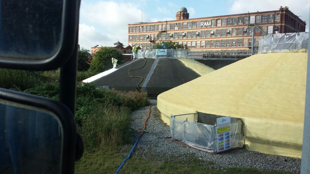 Anaerobic digestion tanks treated with external grade foam for United Utilities. Gallery Image