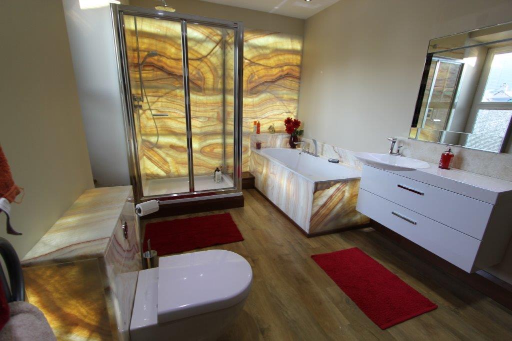 Domestic bathroom with back-lit onyx Gallery Image