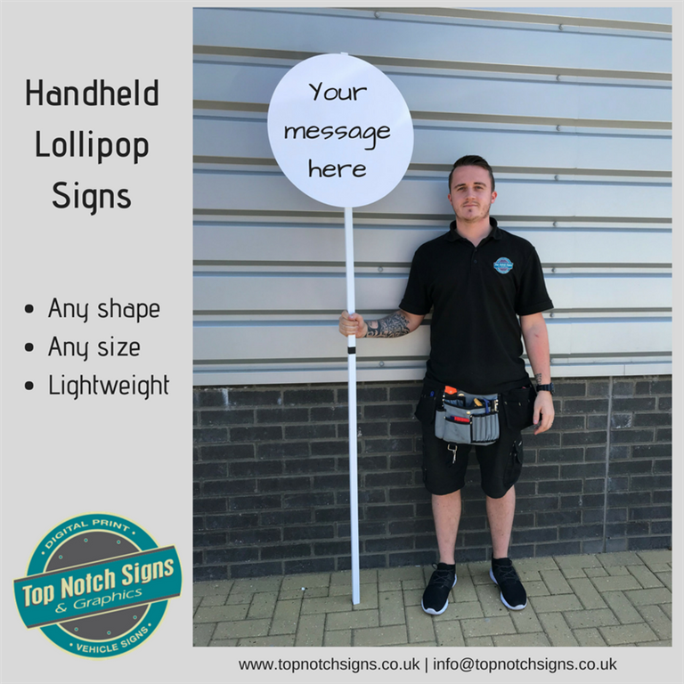 Handheld lollipop signs. Stop/Go signs
Customise with your own print choice Gallery Image