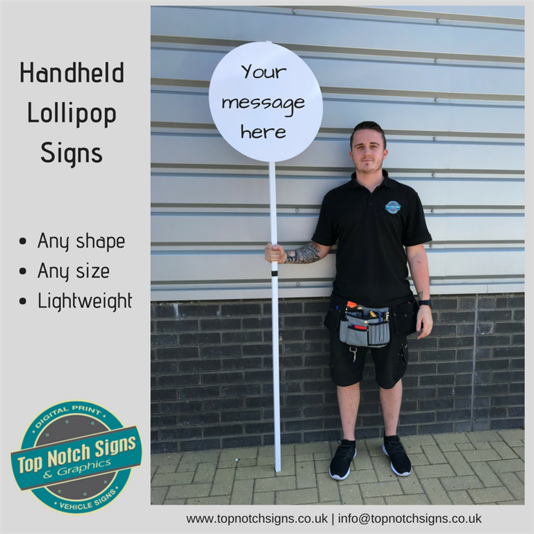 Handheld lollipop signs. Stop/Go signs
Customise with your own print choice Gallery Image