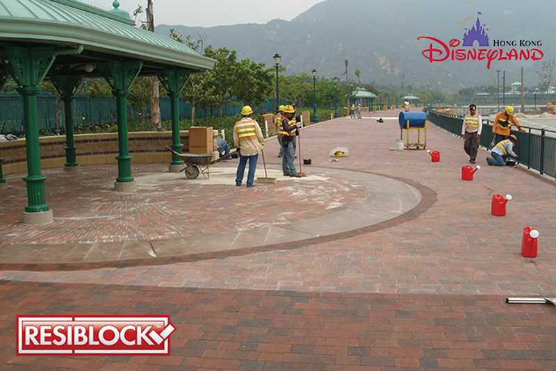 Resiblock Ultra Matt, Resiblocks Top Product, used to seal 
125,000m² of paving at Disneyland Hong Kong.  Gallery Image