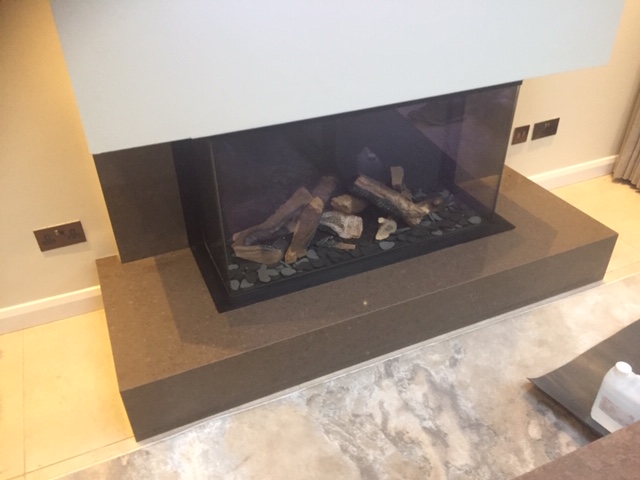 Caesarstone Wild Rice Quartz fireplace, Liverpool Gallery Image