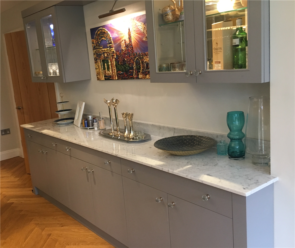 Bianco Carrara marble dining room sideboard, Cheshire Gallery Image