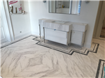 Ariston bookmatched marble floor with Bardilio marble borders, London. Gallery Thumbnail