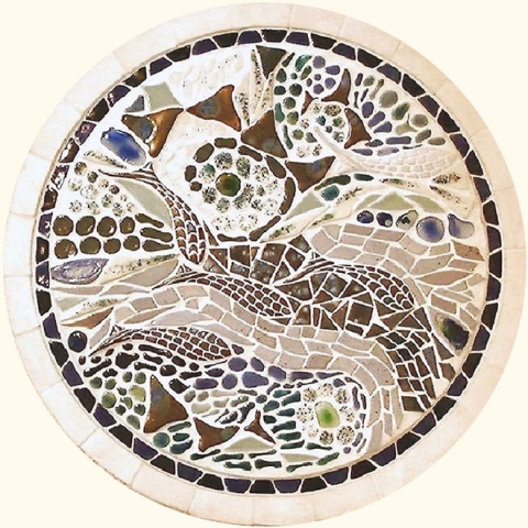 2ft round ceramic and glass mosaic - Slipstream Gallery Image