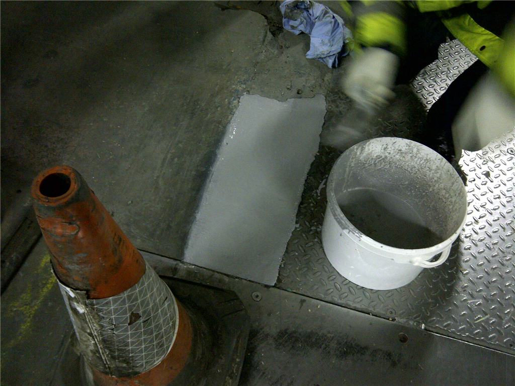 Resbuild MMA Floorpatch Pourable, high strength MMA repair mortar. Used here at -25C. Gallery Image