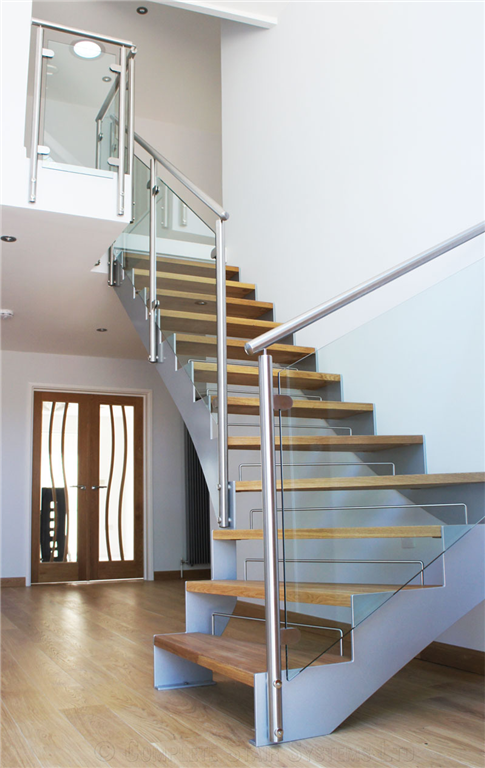 Bespoke 1/4 Turn, Oak Treads with Framed Glass Balustrade  Gallery Image