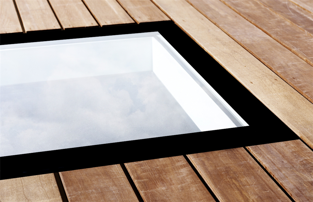 Walk on glass rooflight for roof terraces and balconies Solarglaze skylight Gallery Image